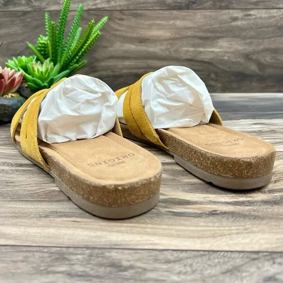 NIB Earth Origins 9W Luna Slip On Suede Slide Sandal Marigold Yellow 40.5 - Picture 8 of 11